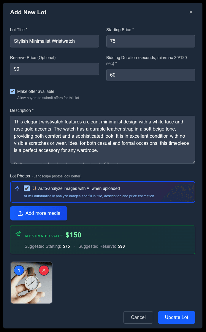 AI-generated listing example